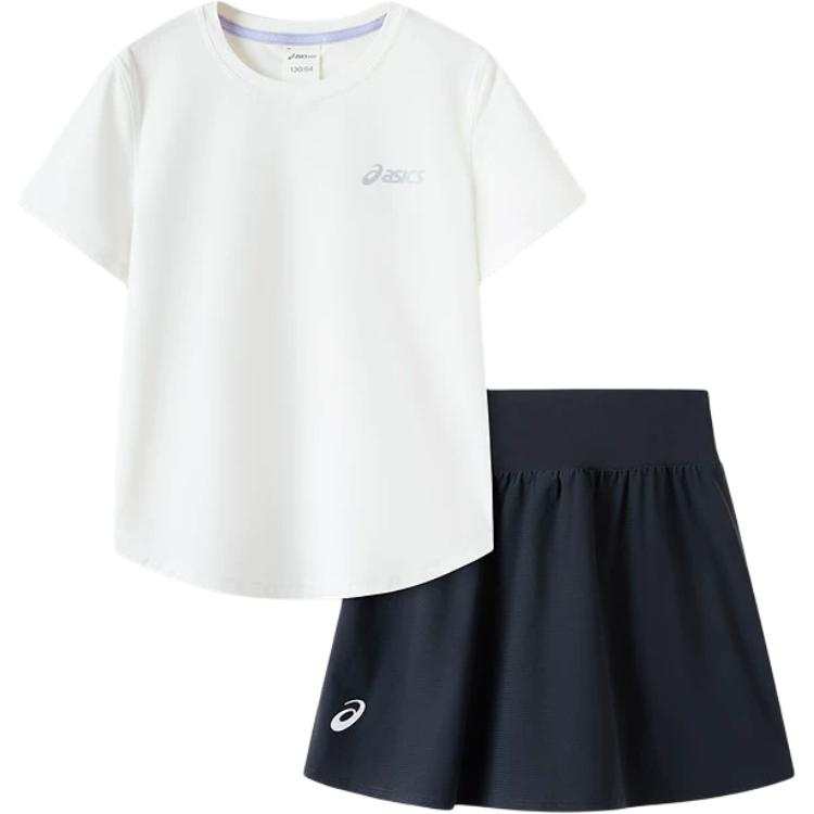ASICS Children Aged 3 7 Years Old Asics Skirt Set Sports Performance 2 Piece Set Raw White