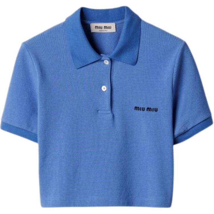 MIU MIU Logo Embroidered Short Sleeved Polo Shirt