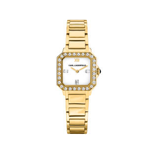 KARL LAGERFELD / Karl Lagerfeld Jeans Small Square Watch, Turn Of Fortune Crystal Diamond Good Luck Collection