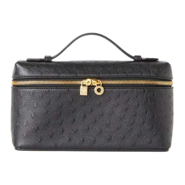 Loro Piana ExtraPocket Ostrich Leather Handbag Women's Black