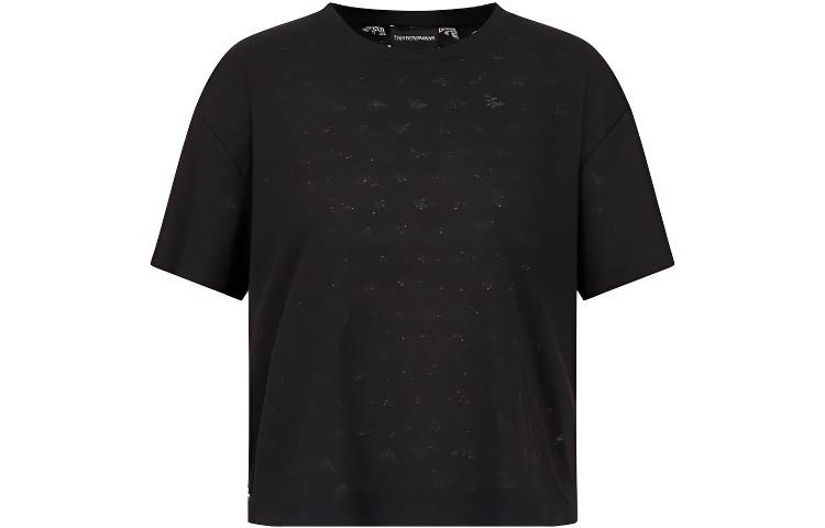 EMPORIO ARMANI SS23 Drop Shoulder Sleeve T Shirt Women's Black