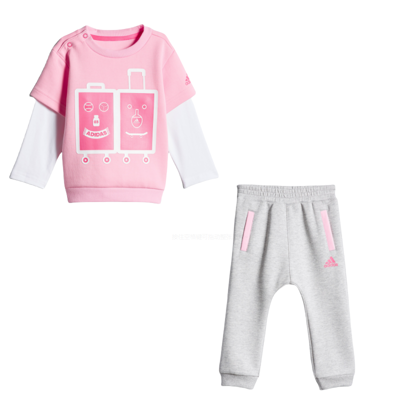 Adidas Adidas Casual Sportswear Light Pink White/Medium Heather Gray Infant And Toddler
