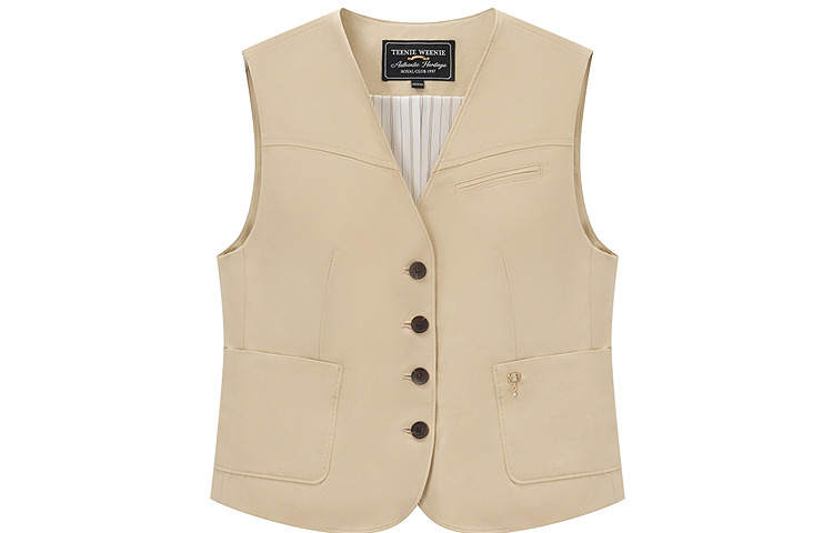 Teenie Weenie Vests Women's Khaki V Neck Moderate Other