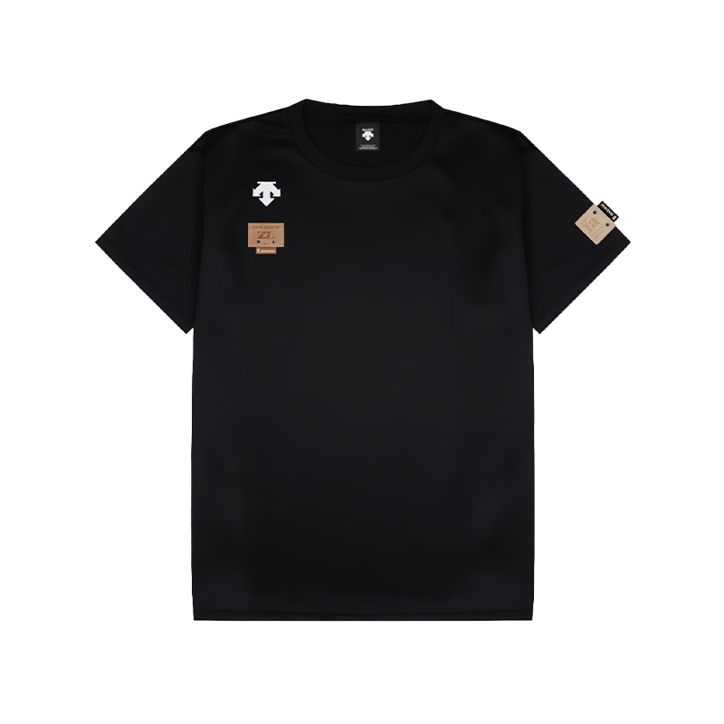 DESCENTE T Shirts Unisex Black Crew Neck Moderate Straight Fit
