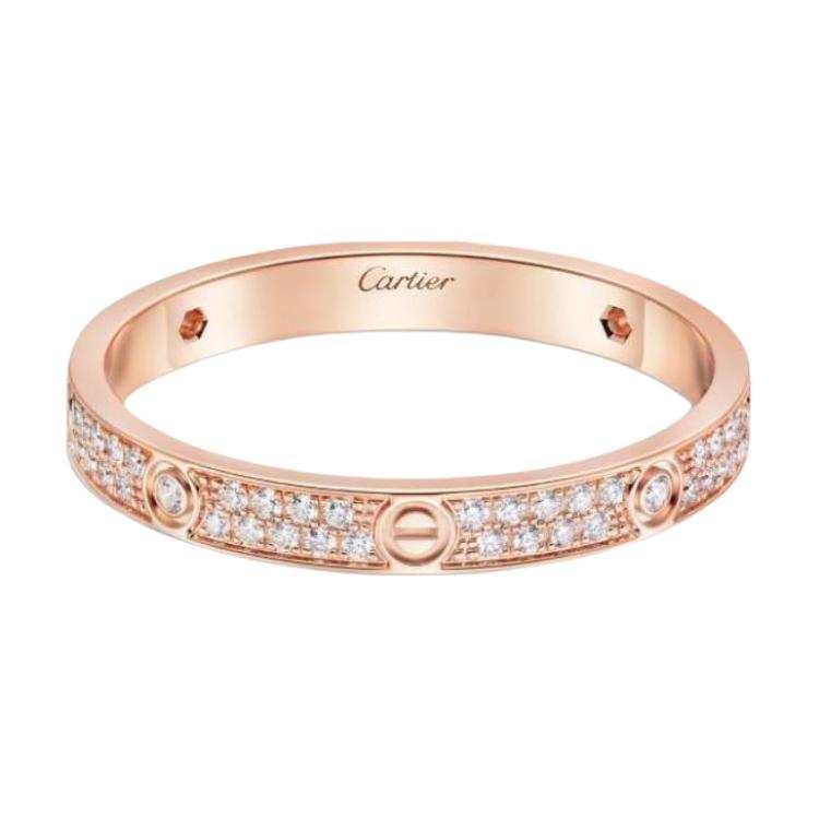 CARTIER LOVE 18K Rose Gold, Diamond Rings Unisex Rose Gold