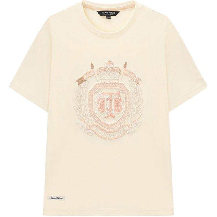 Teenie Weenie T Shirts Women's Ivory Crew Neck Moderate Straight Fit