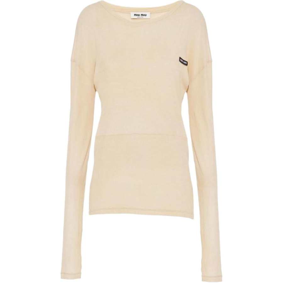 MIU MIU 【RunwayPrevious Season】logo-patch long-sleeve T-shirt