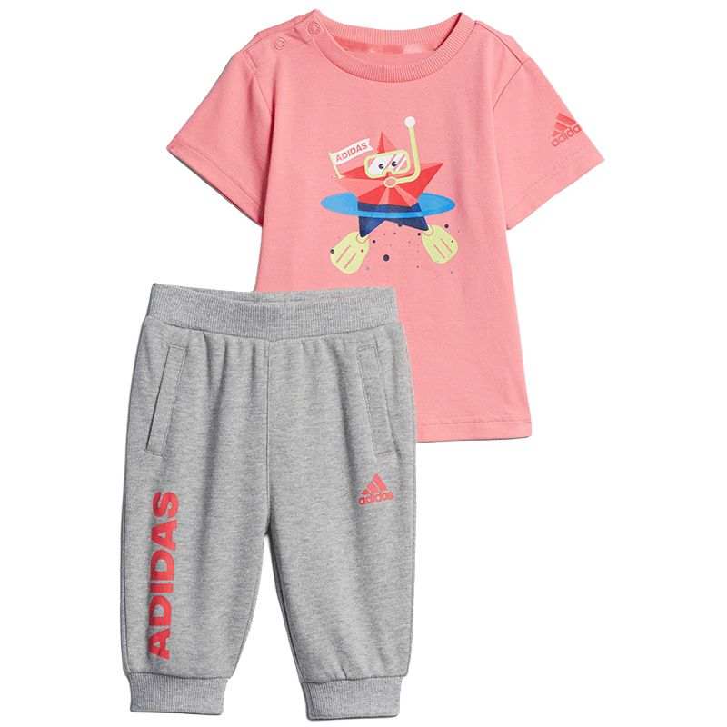 Adidas Adidas Casual Sportswear Cow Milk Powder/Medium Heather Gray Infant And Toddler
