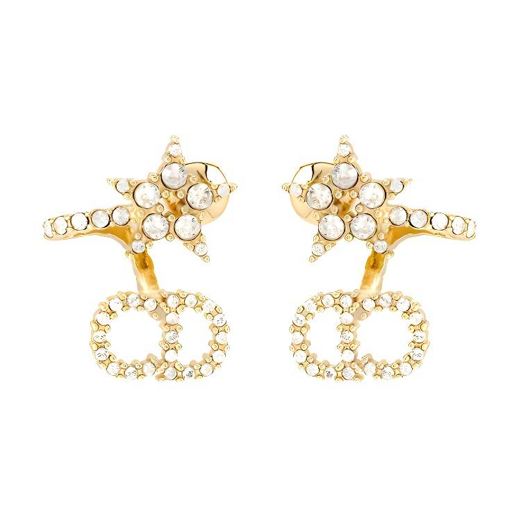 DIOR DIOR Zircon Earrings Women's Gold