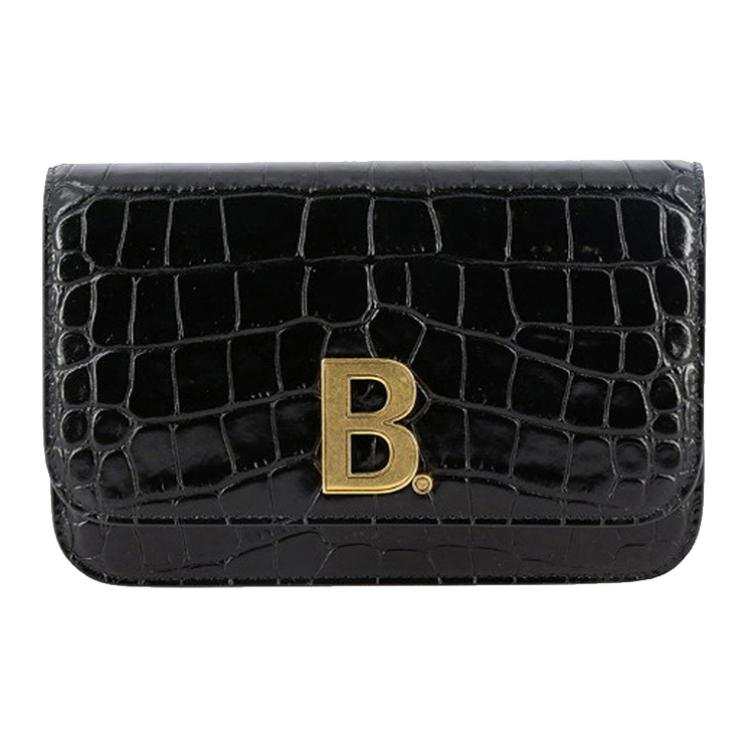 Balenciaga Cow Leather Wallet, Crossbody Bag Women's Black