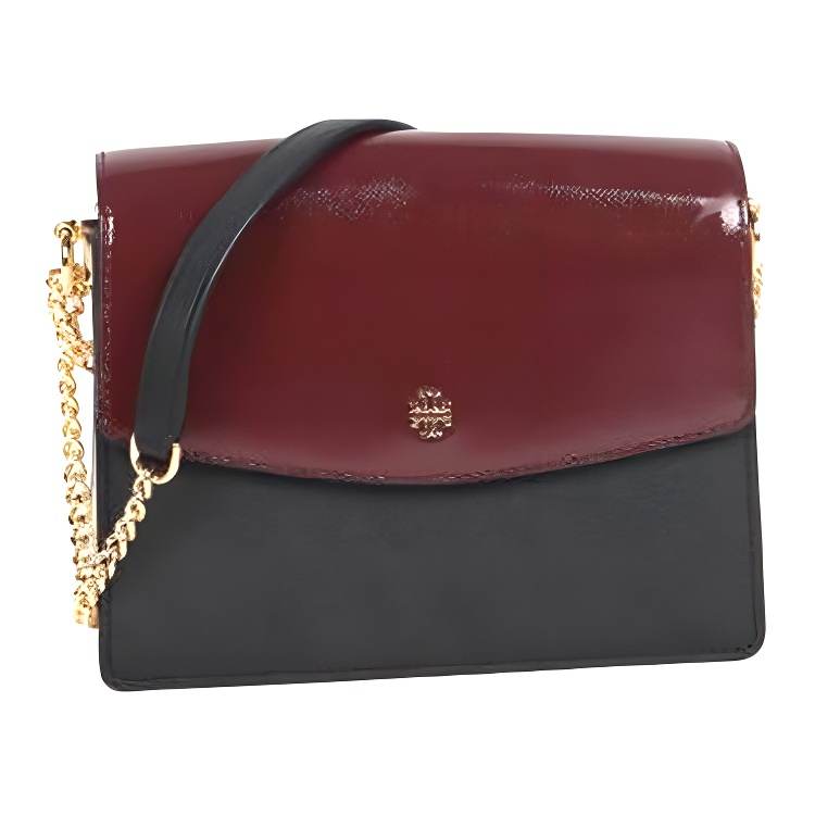 TORY BURCH Kira Leather Shoulder Bag, Crossbody Bag Women's Burgundy Black White