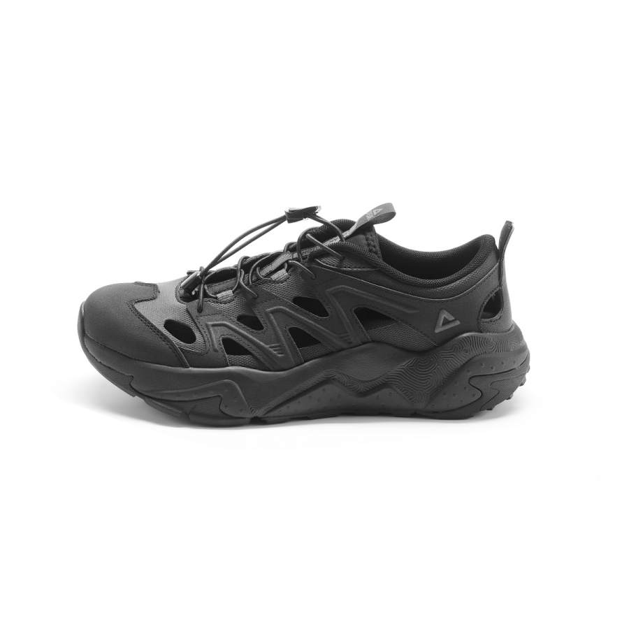 PEAK Taiji Boundless, Casual Versatile Fashion Black Warrior Artificial Leather Clogs Men's All Black