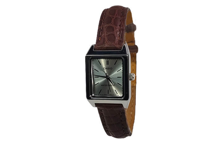 CASIO CASIO Custom Collection Quartz Movement Crocodile Leather Strap Watch Women's Watch Silver Dial