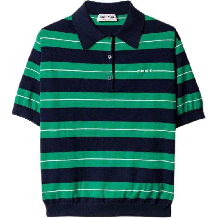 Miu Miu Short-Sleeved Striped Polo Shirt