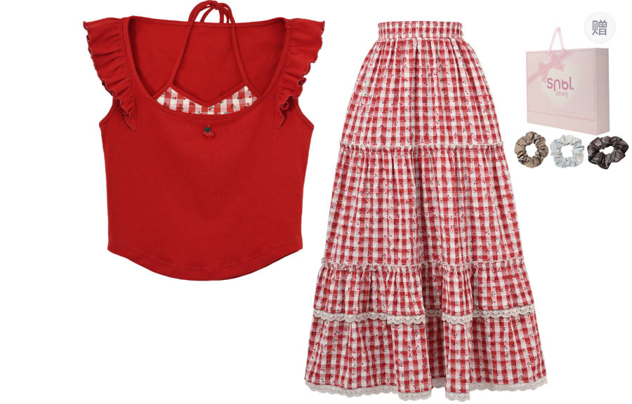 SNBL Two Piece Skirt Sets Women's V Neck Moderate Mid Length