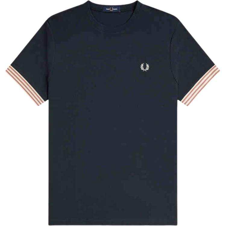 FRED PERRY Fred Perry striped-cuffs T-shirt