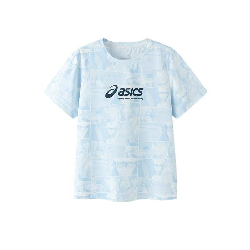 Asics x XINWANGQIUWANGZI,LIANMINGKUAN Sports Performance T Shirt SS25 5017 Blue Multicolor Children Aged 3 7 Years Old