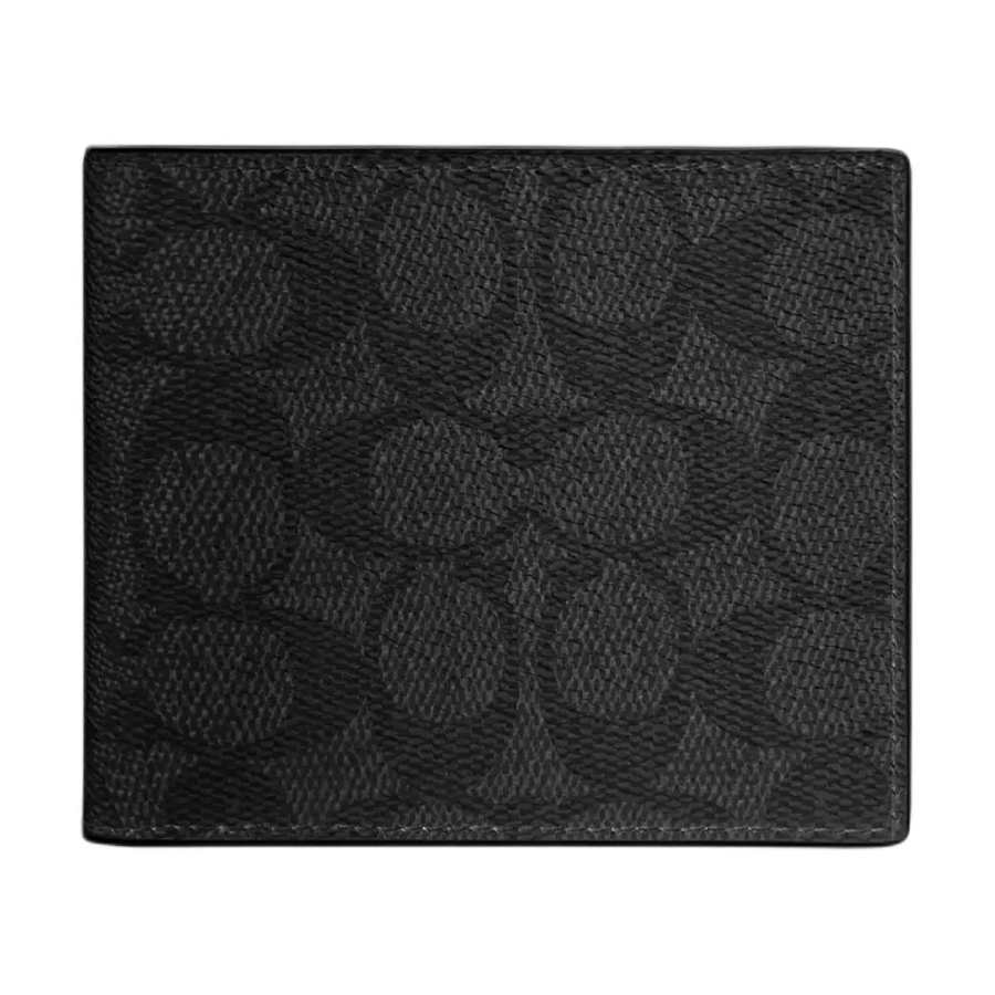 COACH Signature Coated Canvas Wallet Men's Black Gray
