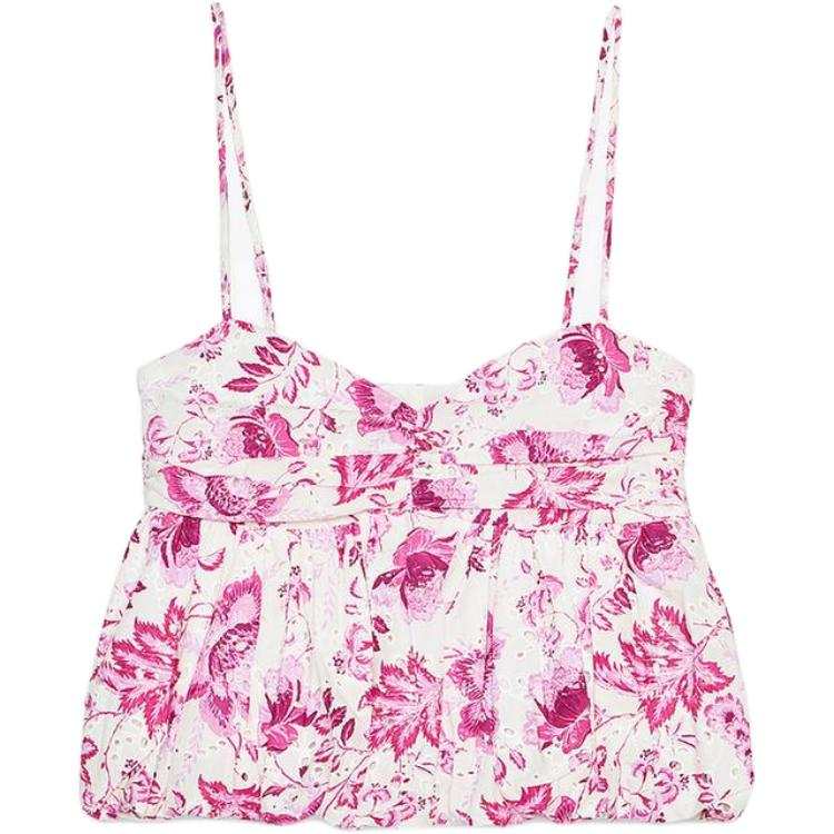 ZARA Camisoles Women's Pink/White V Neck Moderate Other