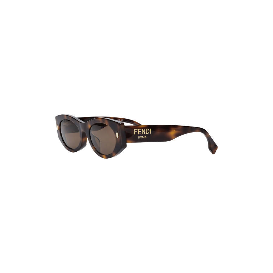 FENDI Brand Logo Oval Sunglasses Women's Tortoiseshell
