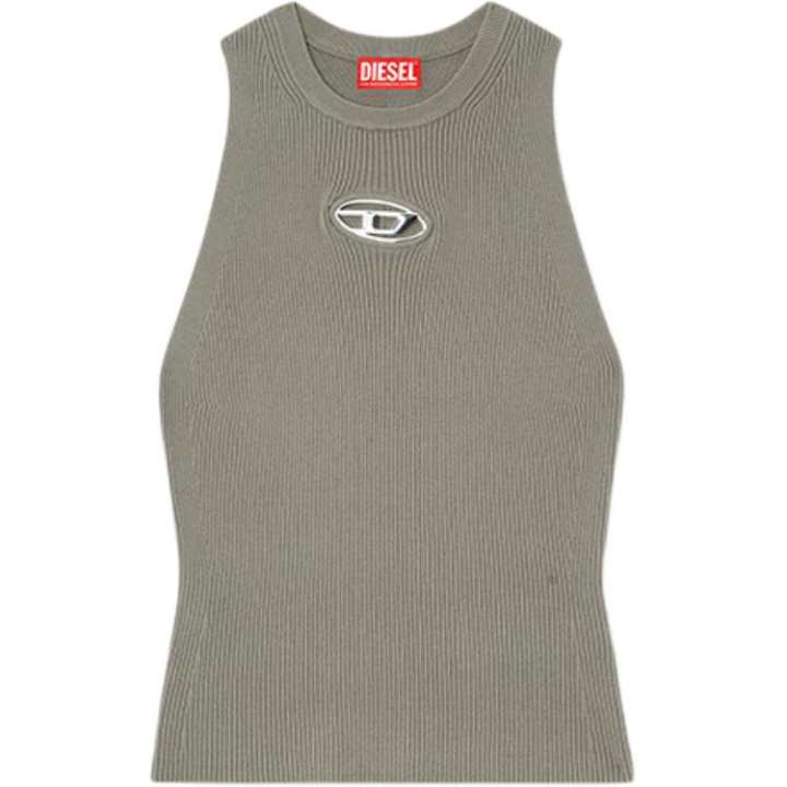 DIESEL Diesel M-Caddix Logo Plaque Ribbed-Knit Top