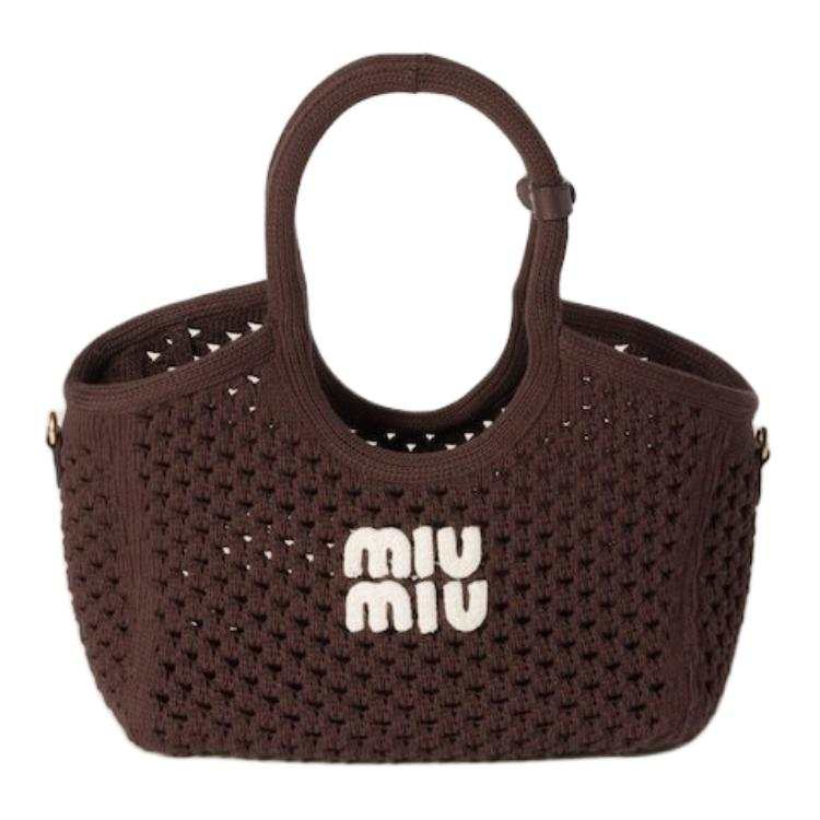 MIU MIU Fabric One Shoulder Handbag Regular Women's Brown