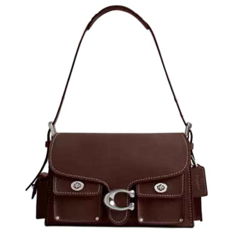 COACH Soft Tabby Grain Leather Handbag, Shoulder Bag Medium Women's Dark Brown