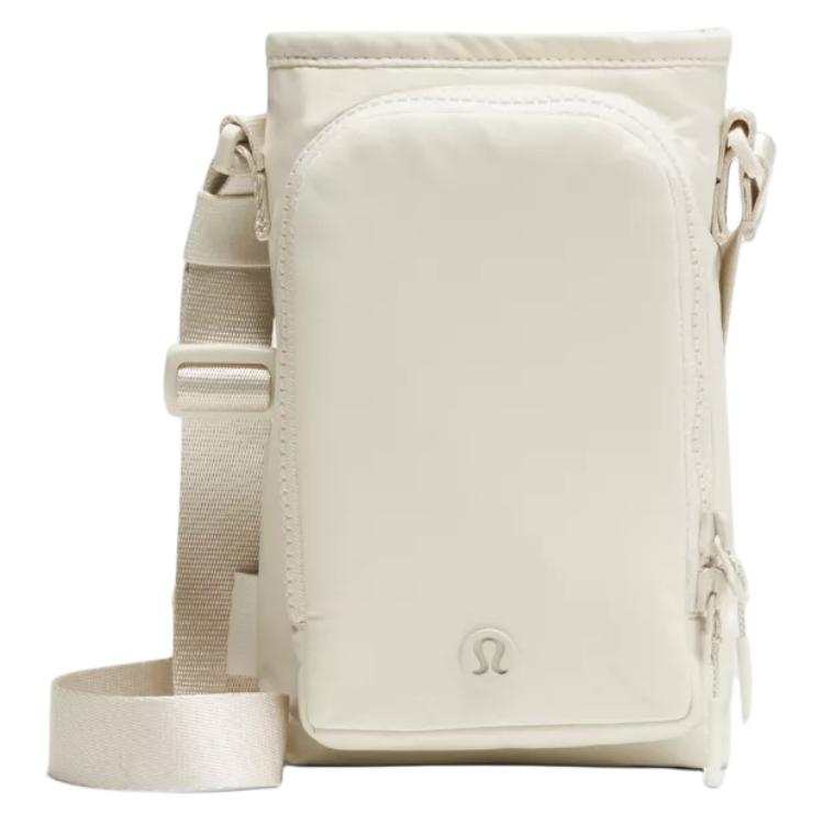 Lululemon Water Bottle Nylon Shoulder Bag, Crossbody Bag Unisex Light Ivory White