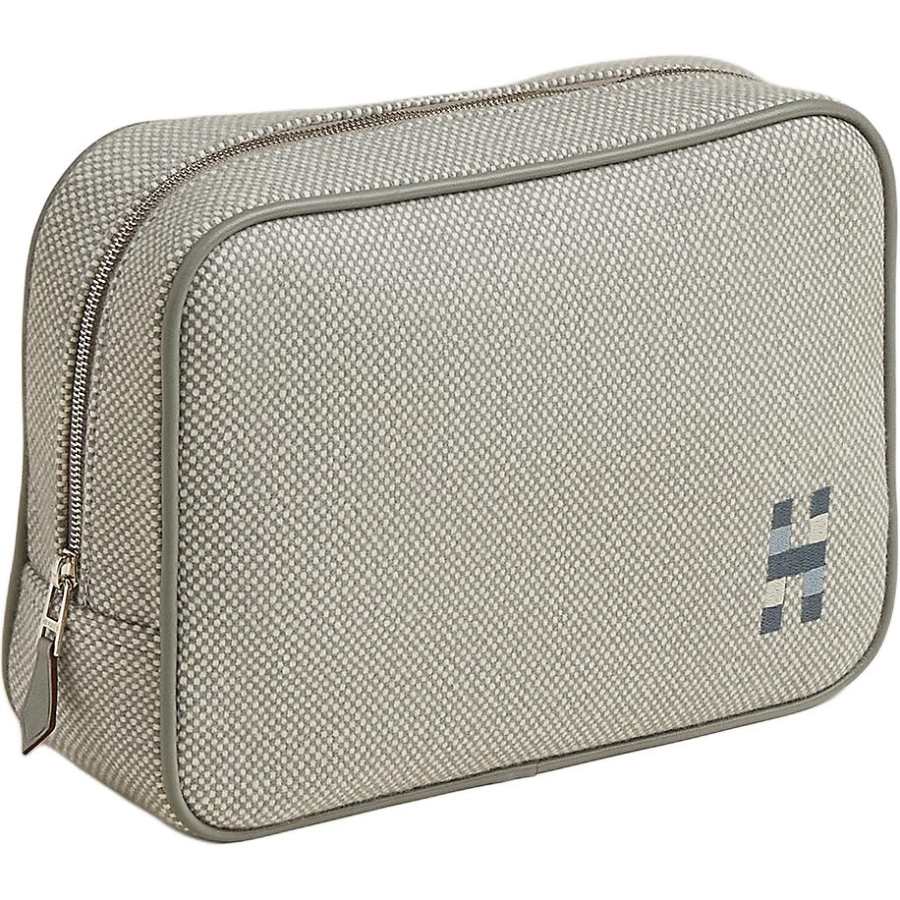 HERMES Merino Wool Travel Storage Bag Tubas Unisex 05 Argente Silver