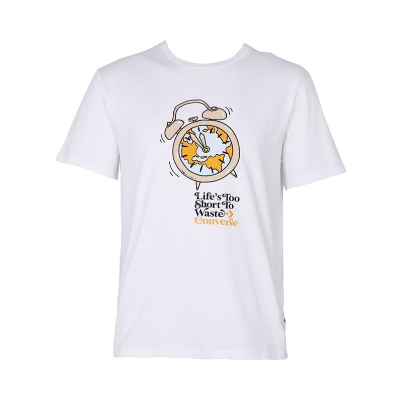 Converse Converse T Shirts Men's White Crew Neck Moderate