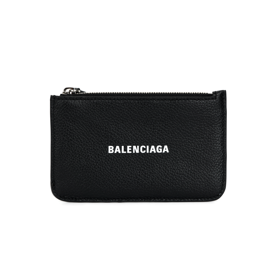 Balenciaga Cash Grain Cow Leather Card Holder Large Women's Black