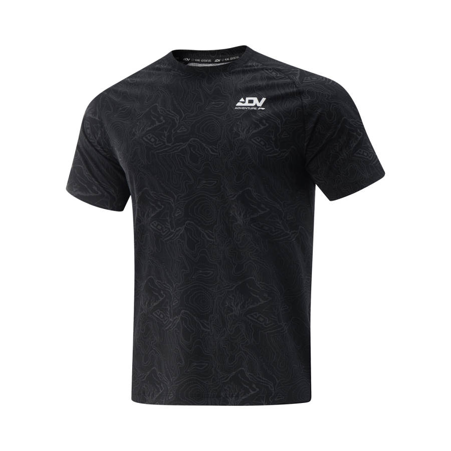 Li-Ning Li Ning Running Collection T Shirt Men's Black All Over Print