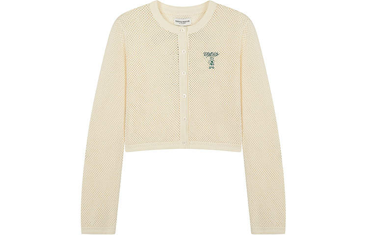 Teenie Weenie Knitwear Women's Ivory Crew Neck Moderate Cardigan