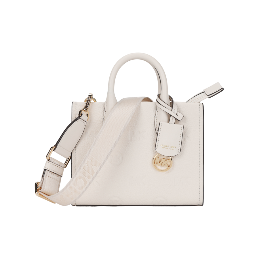 MICHAEL KORS Mirella Cow Leather Shoulder Bag, Crossbody Bag Regular Women's Milk White