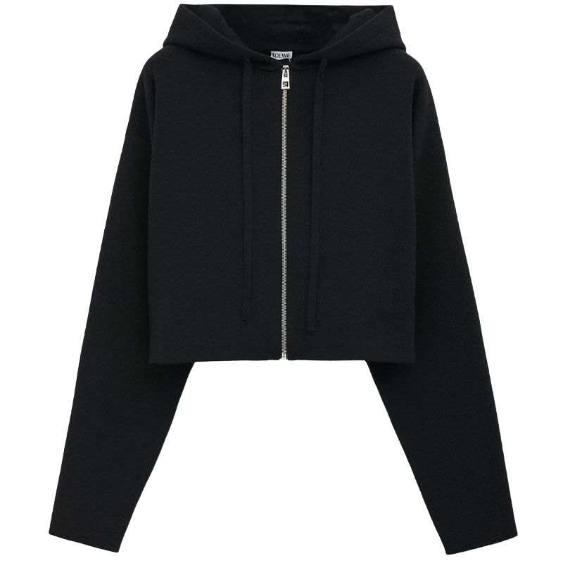 LOEWE Sweatshirts Women's Black Hooded Non Detachable Moderate