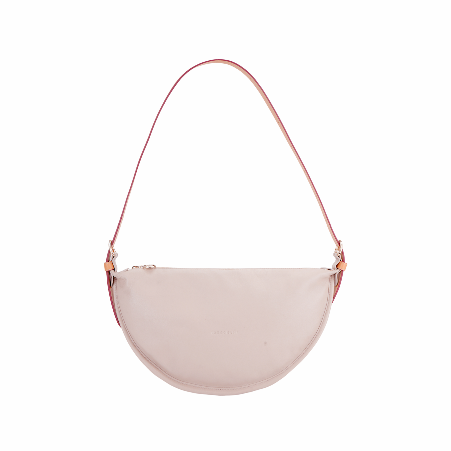 LONGCHAMP Sheepskin Crossbody Bag, Shoulder Bag Medium Women's Clay Gray