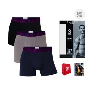 CR7 CRISTIANO RONALDO Boxer Briefs Men's 3 Pack Obsidian Black/Warm Sand Brown/Navy Blue