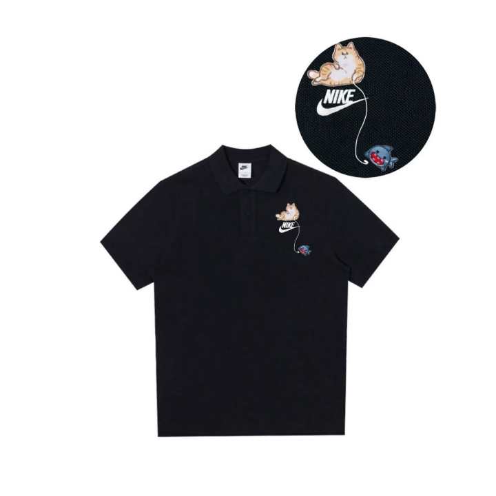 Nike Nike Polo Shirts Unisex Black Polo Collar Moderate Straight Fit