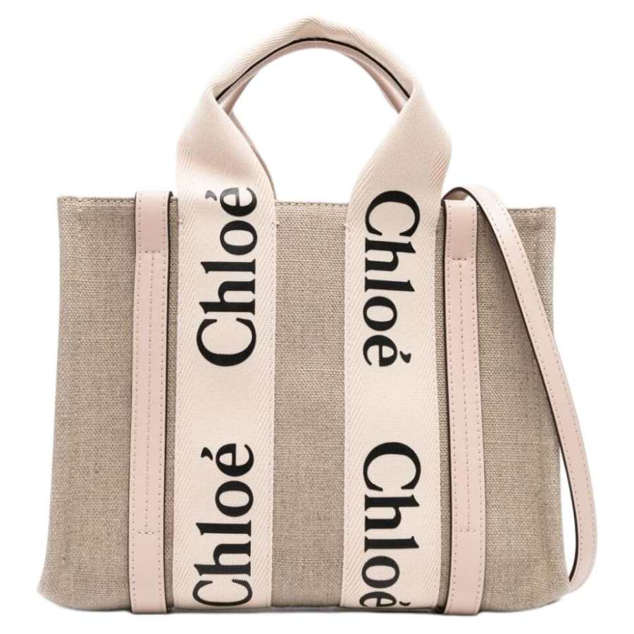 Chloé Chloe Woody Webbing Tote Bag, Shopping Bag, Shoulder Bag, Handbag Regular Women's Cement Powder