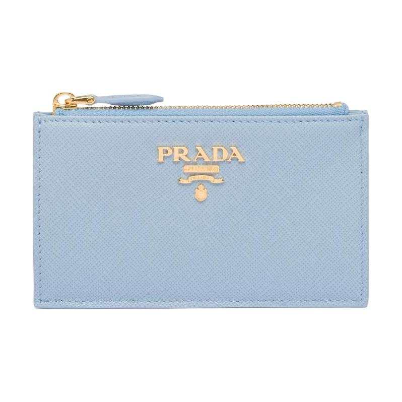 PRADA PRADA Saffiano Leather Card Holder Card Holder Women's Light Blue