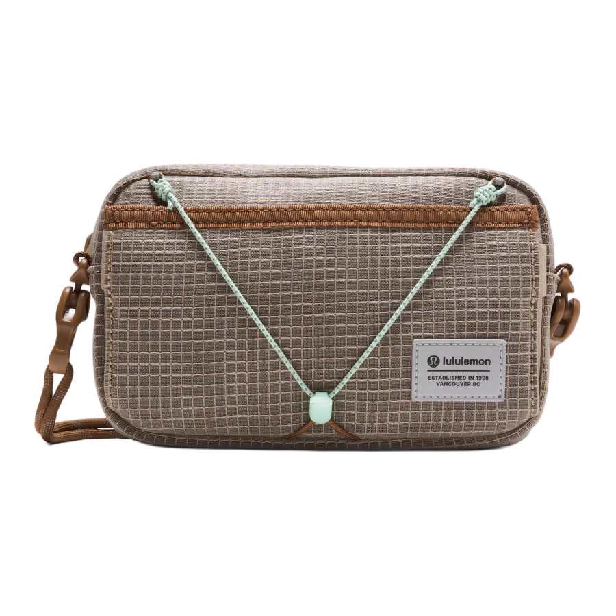 Lululemon Clippable Color Block Crossbody Bag, Shoulder Bag Small Unisex Oak Brown & Mocha Brown & Lime Yellow & Green