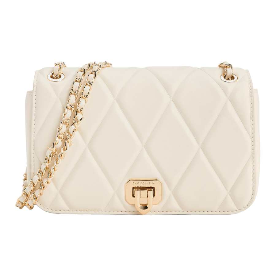 CHARLES&KEITH Pu Crossbody Bags Small Women's Cream Milk White/Black/Light Pink Light Pink
