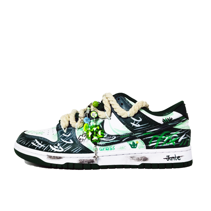 Nike Nike Dunk Slip Resistant Abrasion Resistant Low top Skateboard Shoes Unisex White Green