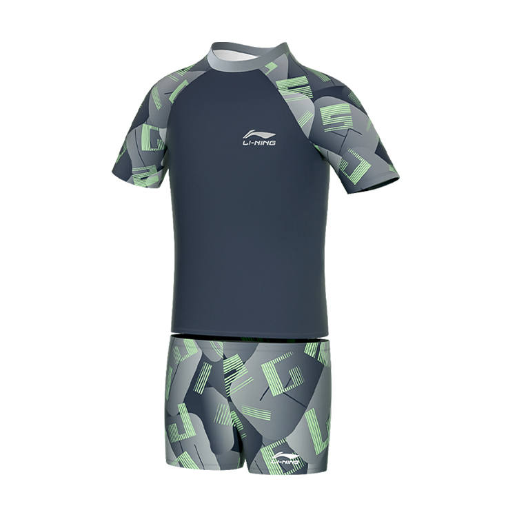 Li-Ning Li Ning Kids' Swimsuit Children Aged 3 7 Years Old Gray Green