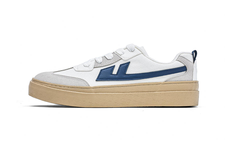 Warrior Lightweight Breathable Height Increasing Low top Skateboard Shoes White Gray Dark Blue