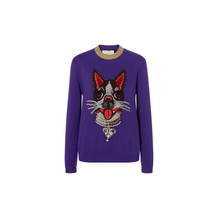 GUCCI Sweaters Women's Purple Crew Neck Moderate