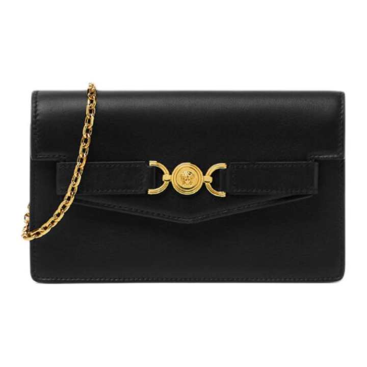 VERSACE VERSACE Medusa '95 Cow Leather Handheld Crossbody Bag, Shoulder Bag Women's Black