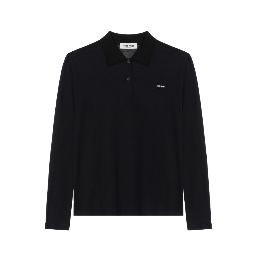 MIU MIU Polo Shirts Men's Black Polo Collar Moderate