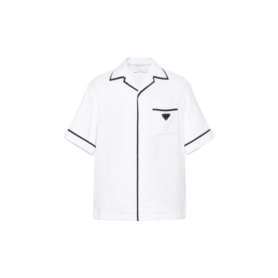 PRADA PRADA Shirts Men's White Cuban Collar Moderate Other