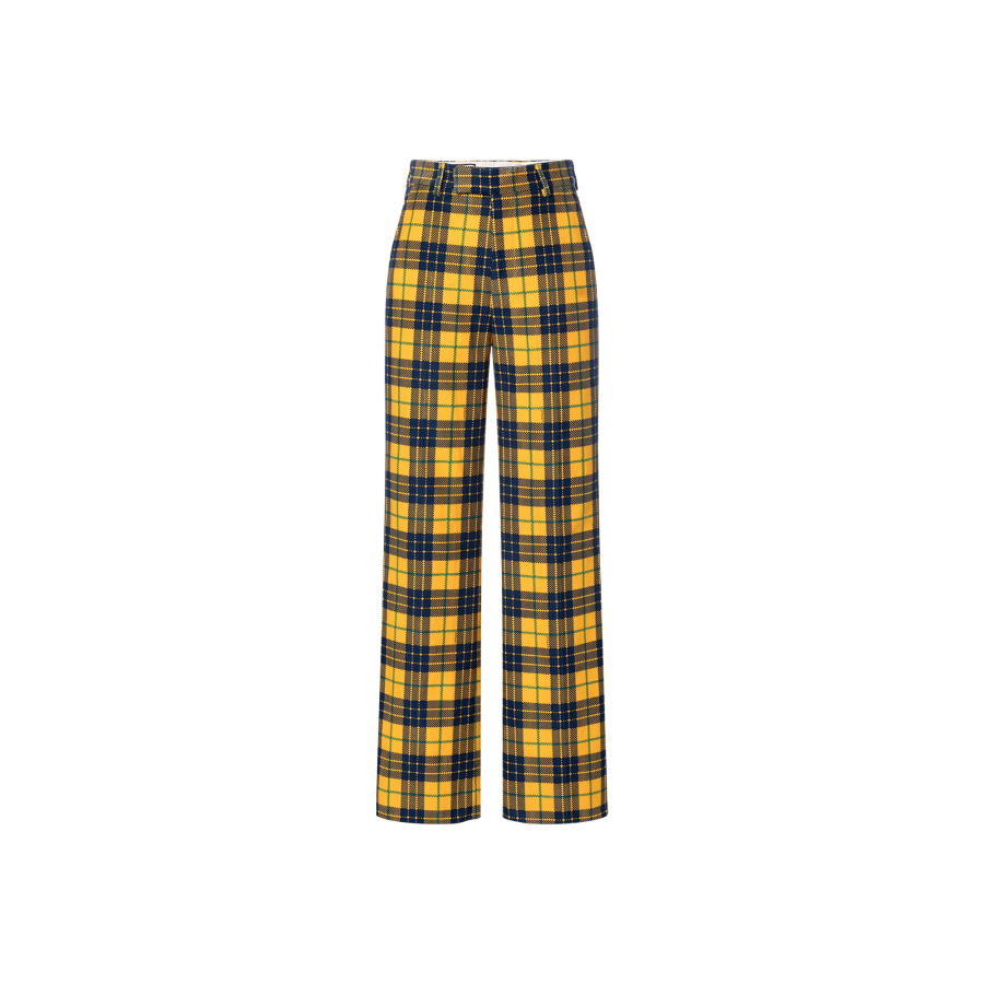 GUCCI Straight Leg Checked Tartan Cotton Trousers